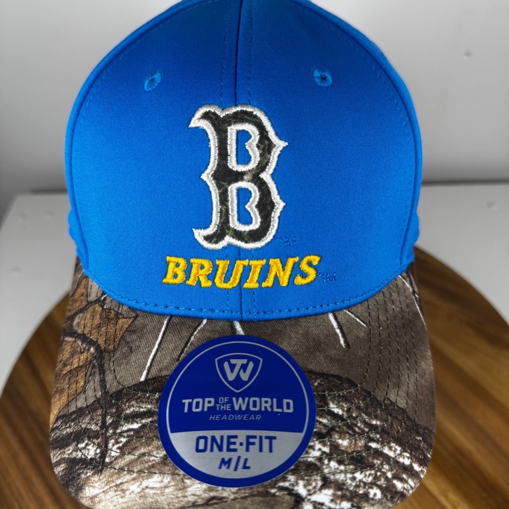UCLA Bruins Top of the World Flex Fit Baseball Cap Mens M L Camo Brim Blue